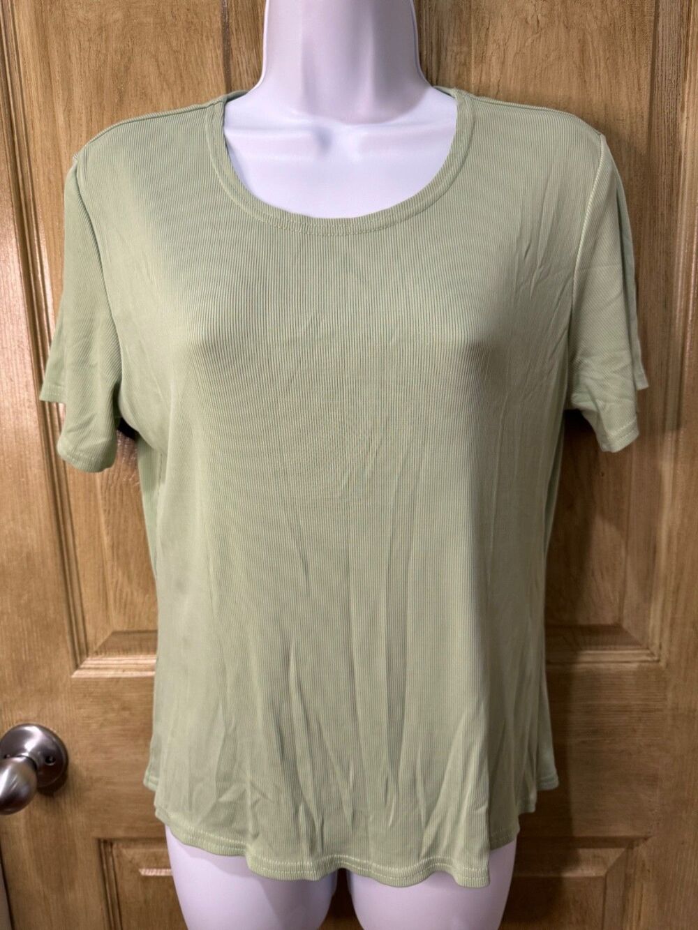 Double D Ranch Womens Short Sleeve Green Top Size Medium Western